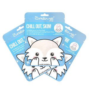 NEW The Creme Shop, 3 Pack, Chill Out, Skin! Animal Arctic Fox Face Mask Sheet